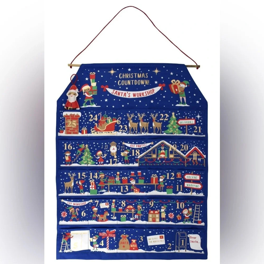 NWT Christmas Calendar Canvas Elves Advent Calendar